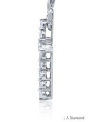 14k White Gold Diamond Round Cut Classic Cross Necklace Pendant .83c