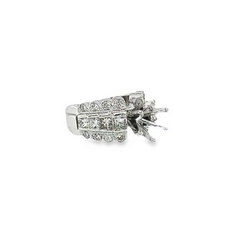 18k White Gold Diamond Round Bezel Corner Princess Cut Engagement Ring 2.86c - LA DIAMOND 18k White Gold Diamond Round Bezel Corner Princess Cut Engagement Ring 2.86c - LA DIAMOND