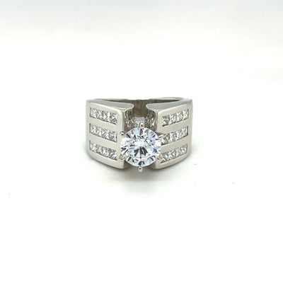 1.20 CT. T.W. Composite Round Diamond Frame Multi-Row Ring in White Gold
