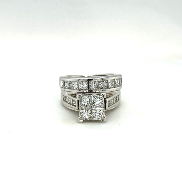 2.44 CT. T.W. Quad Princess-Cut Diamond Bridal Set in White Gold - LA DIAMOND 2.44 CT. T.W. Quad Princess-Cut Diamond Bridal Set in White Gold - LA DIAMOND