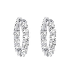 1 CT. T.W. Diamond Hoop Earrings in 14K White Gold - LA DIAMOND