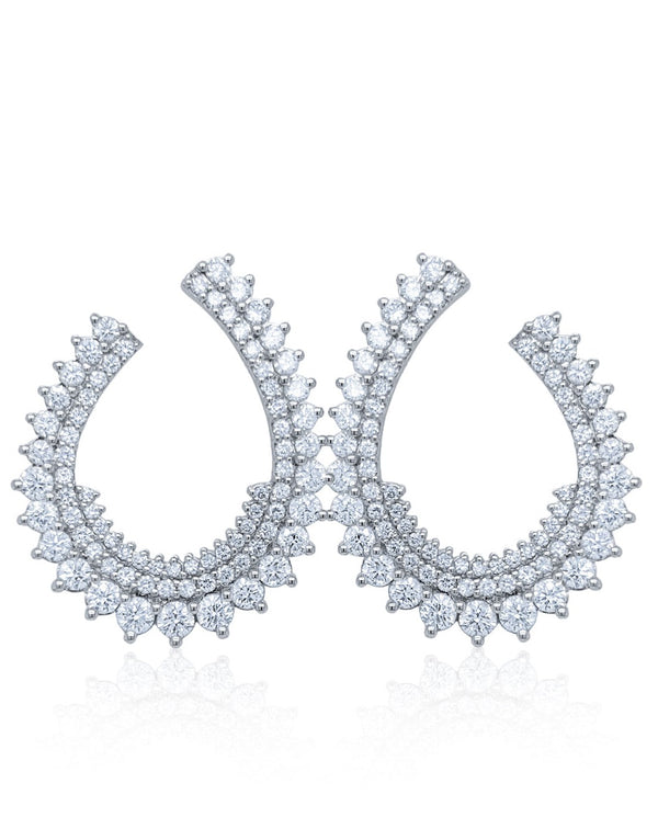 14k White Gold Diamond Round Cut Hoop Earring 3.30c - ED68