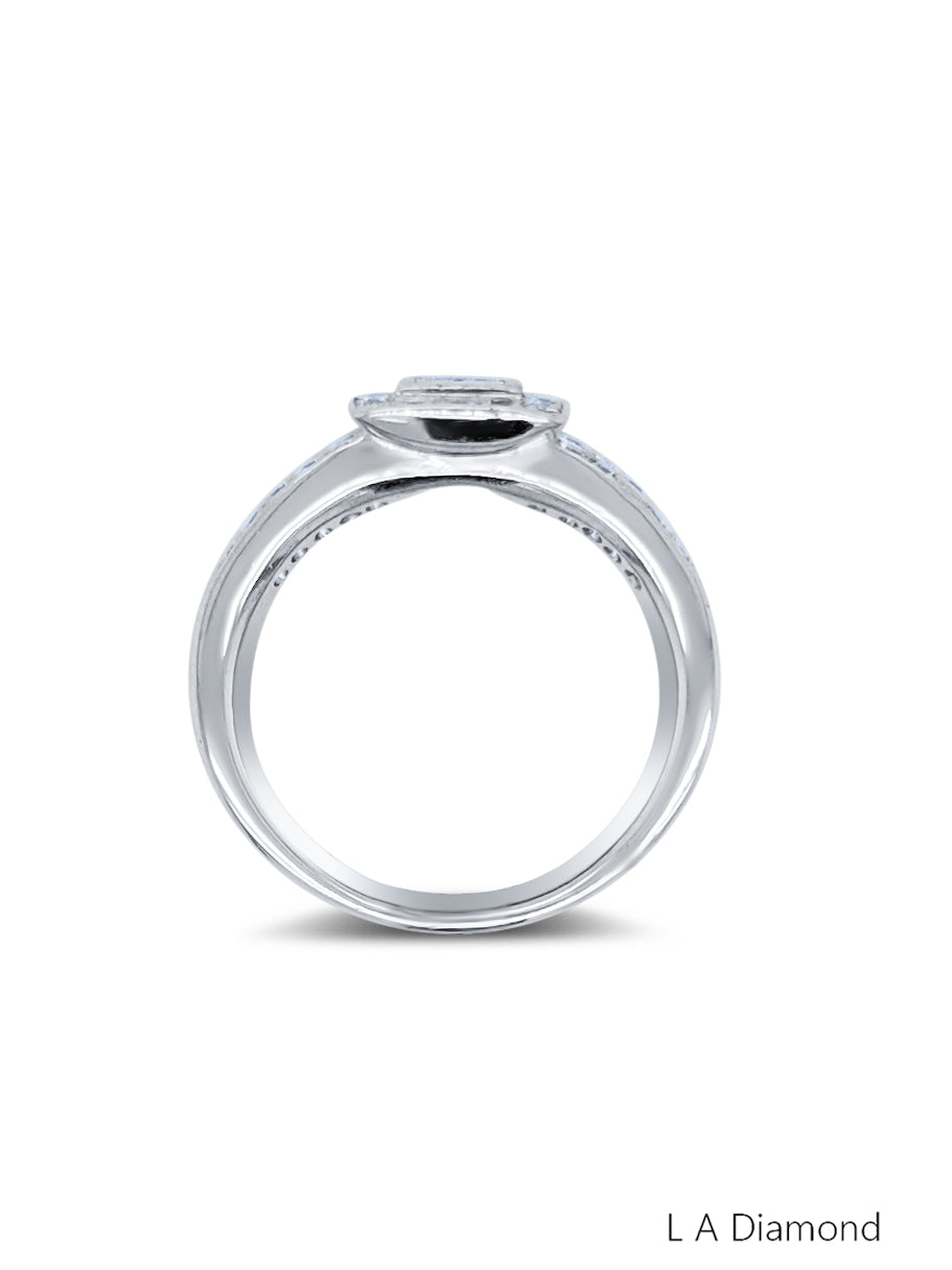 14K White Gold Quad Princess-Cut Diamond Frame Ring  0.95c - LA DIAMOND 14K White Gold Quad Princess-Cut Diamond Frame Ring  0.95c - LA DIAMOND