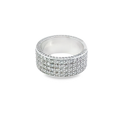 14k White Gold Diamond Round Cut Multi-layer Wedding Band 4.70c