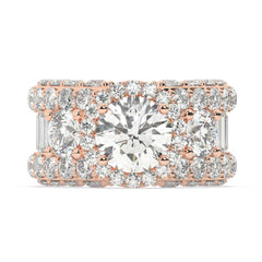 14K White Gold Multi-Row Round Cut Diamond Engagement Ring (6.35 ct) 14K White Gold Multi-Row Round Cut Diamond Engagement Ring (6.35 ct)