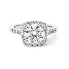 14K White Gold Round Cut Diamond Engagement Ring