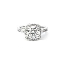 14K White Gold Round Cut Diamond Engagement Ring