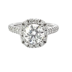 14k White Gold Diamond Round Cut With Halo Engagement Ring