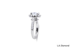 14k White Gold Diamond Round Cut With Halo Engagement Ring