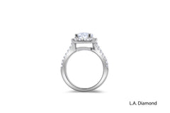 14k White Gold Diamond Round Cut With Halo Engagement Ring