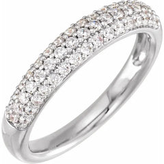 14K Gold Diamond Pavé Band Ring - Triple Row Diamond Wedding Band in Yellow or White Gold