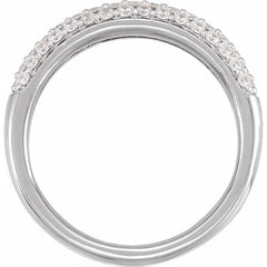 14K Gold Diamond Pavé Band Ring - Triple Row Diamond Wedding Band in Yellow or White Gold