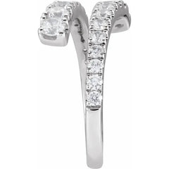 9/8 CTW  Round Diamond Bypass Ring - Modern Two Row Diamond Band in Yellow or White Gold