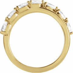 14K Gold Pear Shape Diamond Band Ring