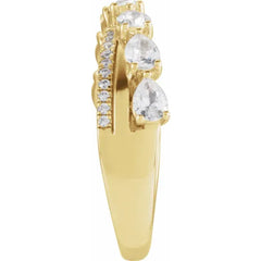 14K Gold Pear Shape Diamond Band Ring
