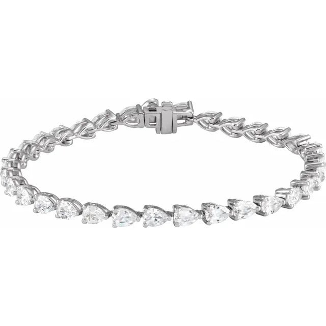 Elegant Pear Shape Diamond Tennis Bracelet Set in 14k Gold - Anniversary Gift for Her