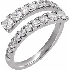 9/8 CTW  Round Diamond Bypass Ring - Modern Two Row Diamond Band in Yellow or White Gold