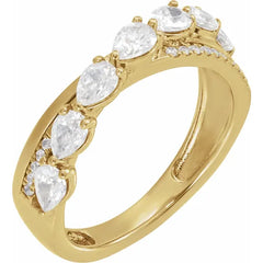 14K Gold Pear Shape Diamond Band Ring