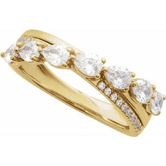 14K Gold Pear Shape Diamond Band Ring