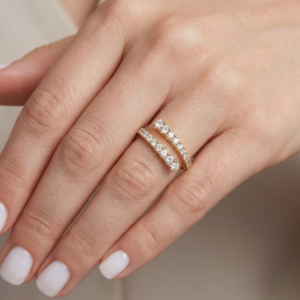 14K Gold Double Row Diamond Bypass Ring – 0.90 ctw - RDW10007