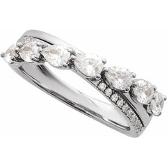 14K Gold Pear Shape Diamond Band Ring