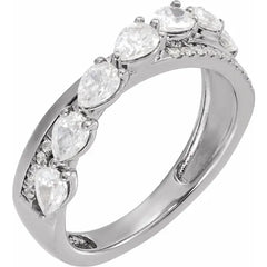 14K Gold Pear Shape Diamond Band Ring