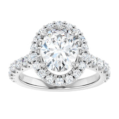 Oval Cut Diamond Halo-Style Engagement Ring - Set on 14k Gold