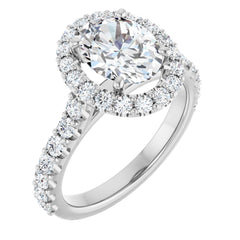Oval Cut Diamond Halo-Style Engagement Ring - Set on 14k Gold