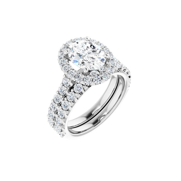 14K Gold Oval Cut Diamond Halo Engagement Ring – Timeless Elegance - SAW10063