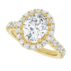Oval Cut Diamond Halo-Style Engagement Ring - Set on 14k Gold