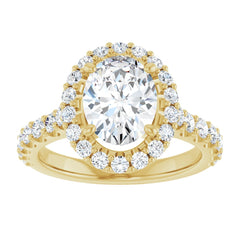 Oval Cut Diamond Halo-Style Engagement Ring - Set on 14k Gold