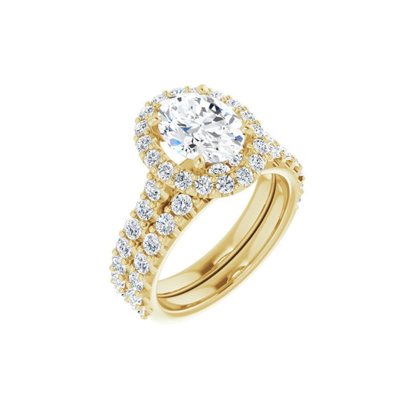 14K Gold Oval Cut Diamond Halo Engagement Ring – Timeless Elegance - SAW10063