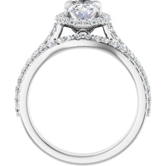 Oval Cut Diamond Halo-Style Engagement Ring with Matching Band - Set on 14k Gold
