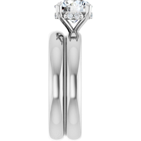 Round Cut Solitaire Diamond Engagment Ring with Hidden Halo