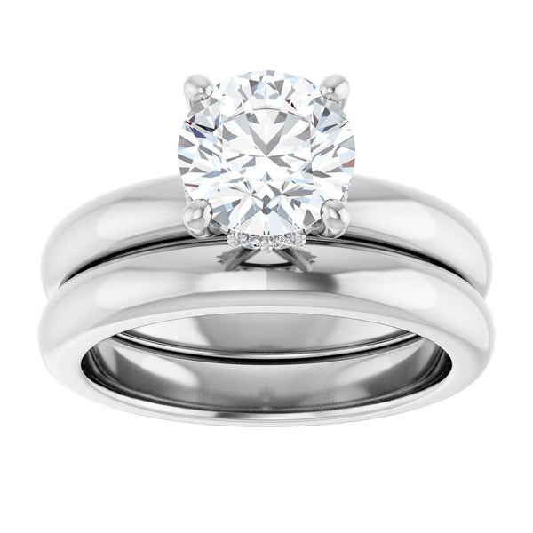 Round Cut Solitaire Diamond Engagment Ring with Hidden Halo