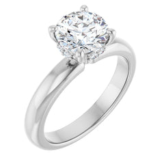Round Cut Solitaire Diamond Engagment Ring with Hidden Halo