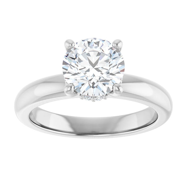 Round Cut Solitaire Diamond Engagment Ring with Hidden Halo