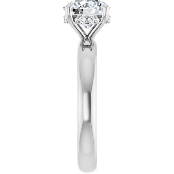 Round Cut Solitaire Diamond Engagment Ring with Hidden Halo