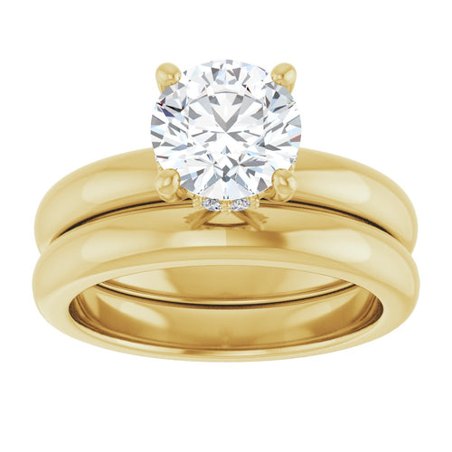 Round Cut Solitaire Diamond Engagment Ring with Hidden Halo - SAW10018