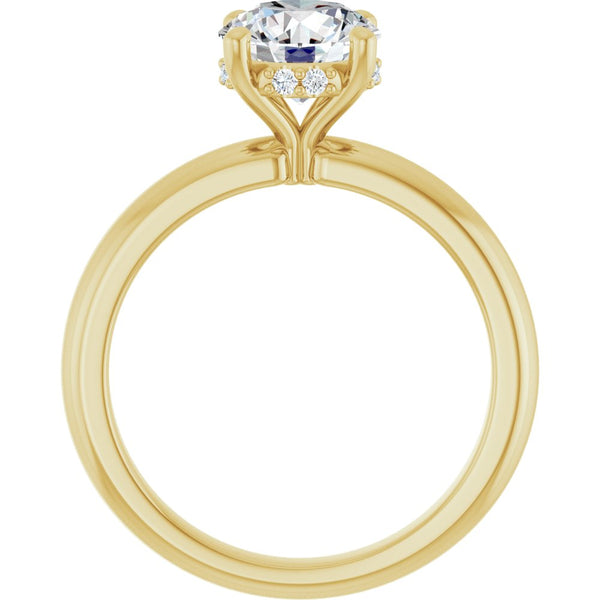 Round Cut Solitaire Diamond Engagment Ring with Hidden Halo
