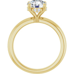 Round Cut Solitaire Diamond Engagment Ring with Hidden Halo
