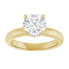 Round Cut Solitaire Diamond Engagment Ring with Hidden Halo