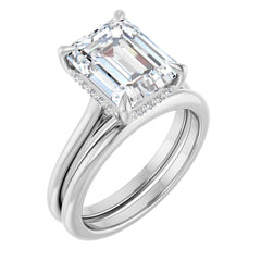 1.50ct Emerald Lab-Grown Diamond Engagement Ring with Hidden Halo - Set in 14k Gold