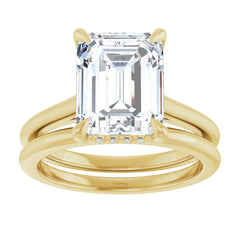 1.50ct Emerald Lab-Grown Diamond Engagement Ring with Hidden Halo - Set in 14k Gold