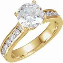 14K Solid Gold 1 CTW Natural Diamond Channel-Set Matching Band