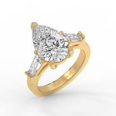 2.5ct Pear & Baguette Cut Diamond 3-Stone Engagement Ring