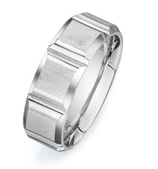 New Men's Wedding Band 14K White Gold Wedding Band 7.5mm .20ctw 2pcs Baguette Cut Diamonds V VS EF Color