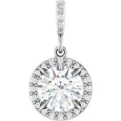 14K Gold 1 CTW Round Diamond Halo Pendant with Diamond Bail