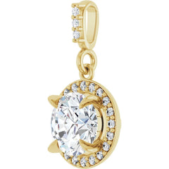 14K Gold 1 CTW Round Diamond Halo Pendant with Diamond Bail