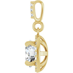 14K Gold 1 CTW Round Diamond Halo Pendant with Diamond Bail